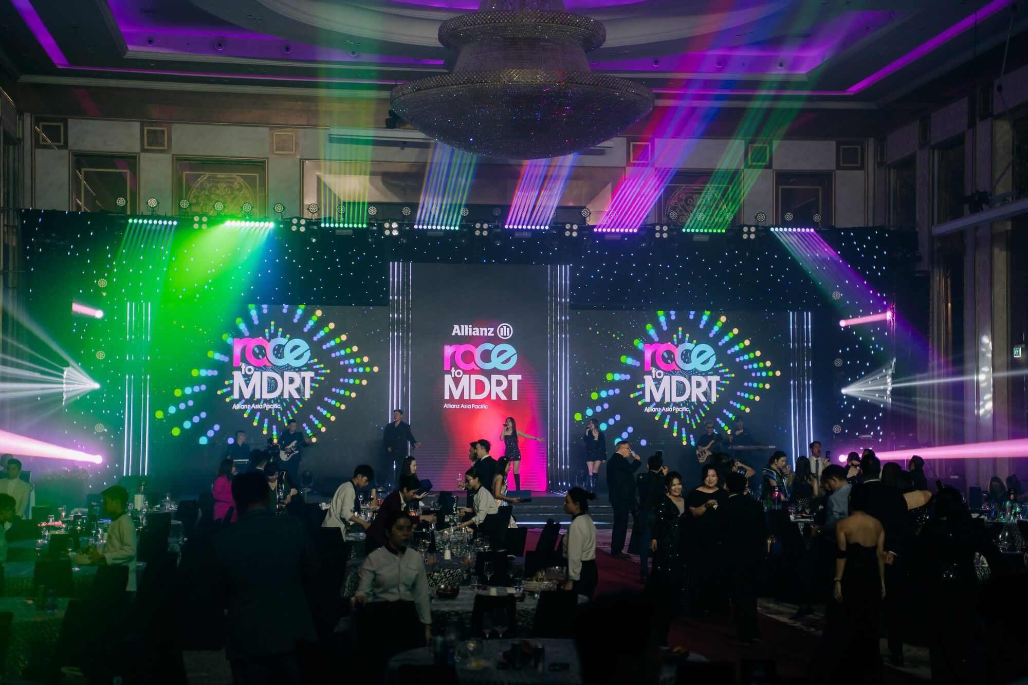 Allianz gala ballroom wrapped floor to ceiling in black star cloth, Da Nang