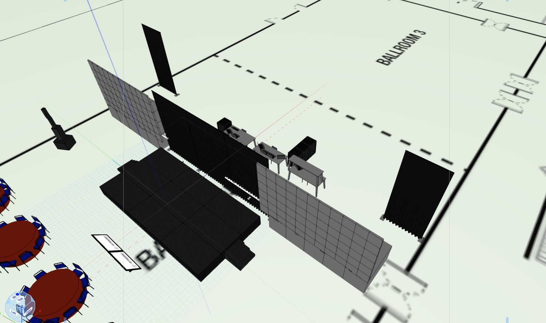 CAD floor plan of the ballroom rig, labelled Ballroom 3