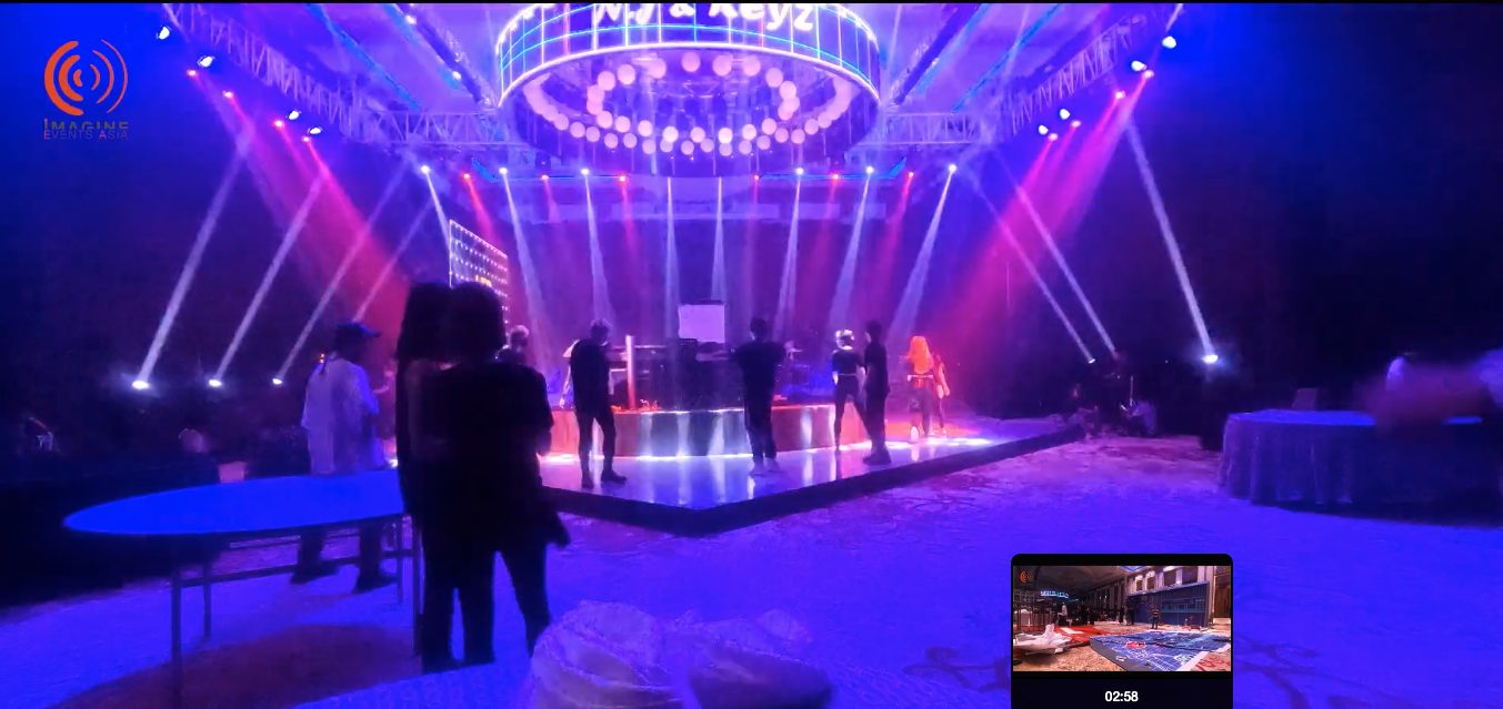Global Markets Day 2023 mirror-ball and sequin backdrop with script logo