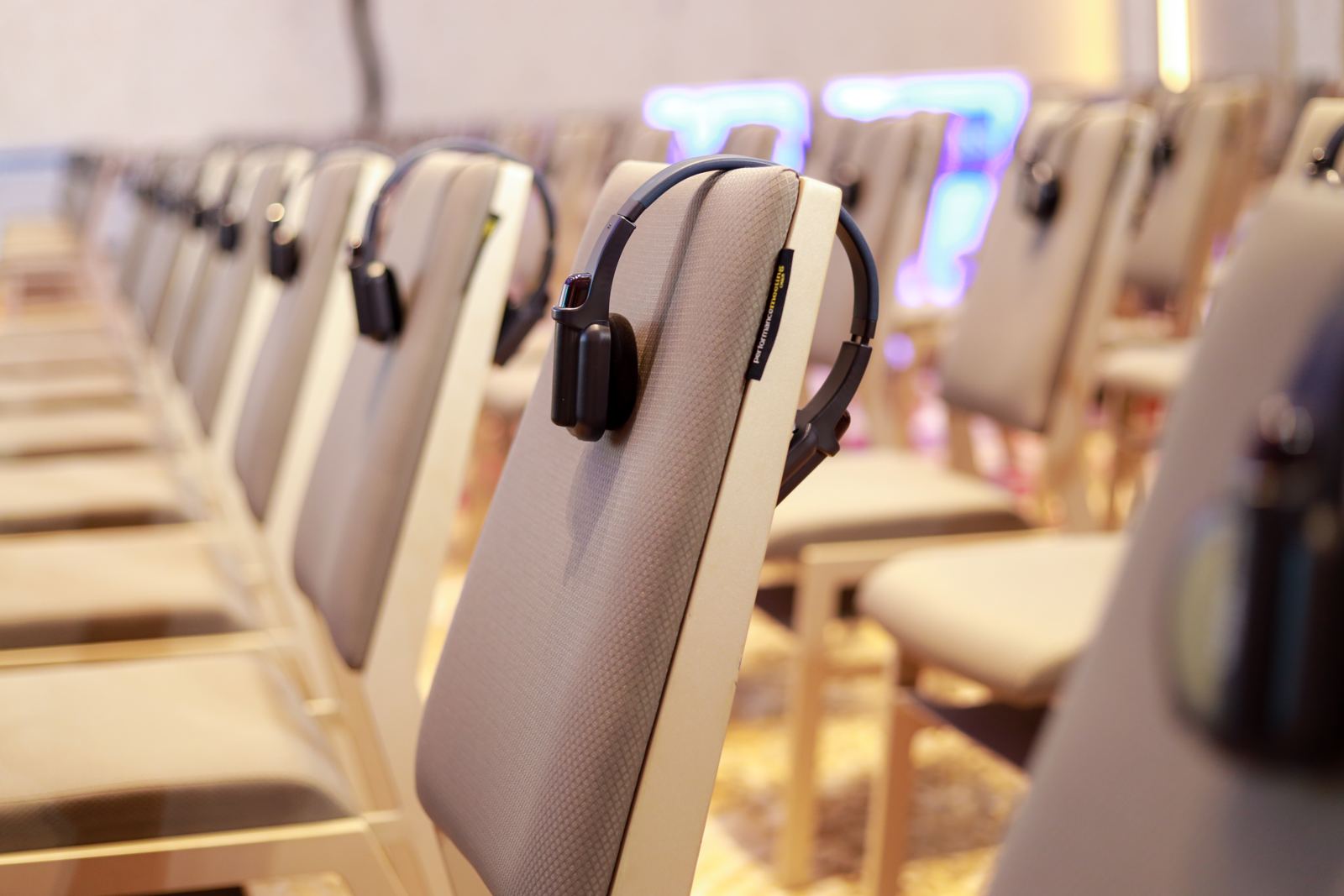 Interpretation headsets at every seat