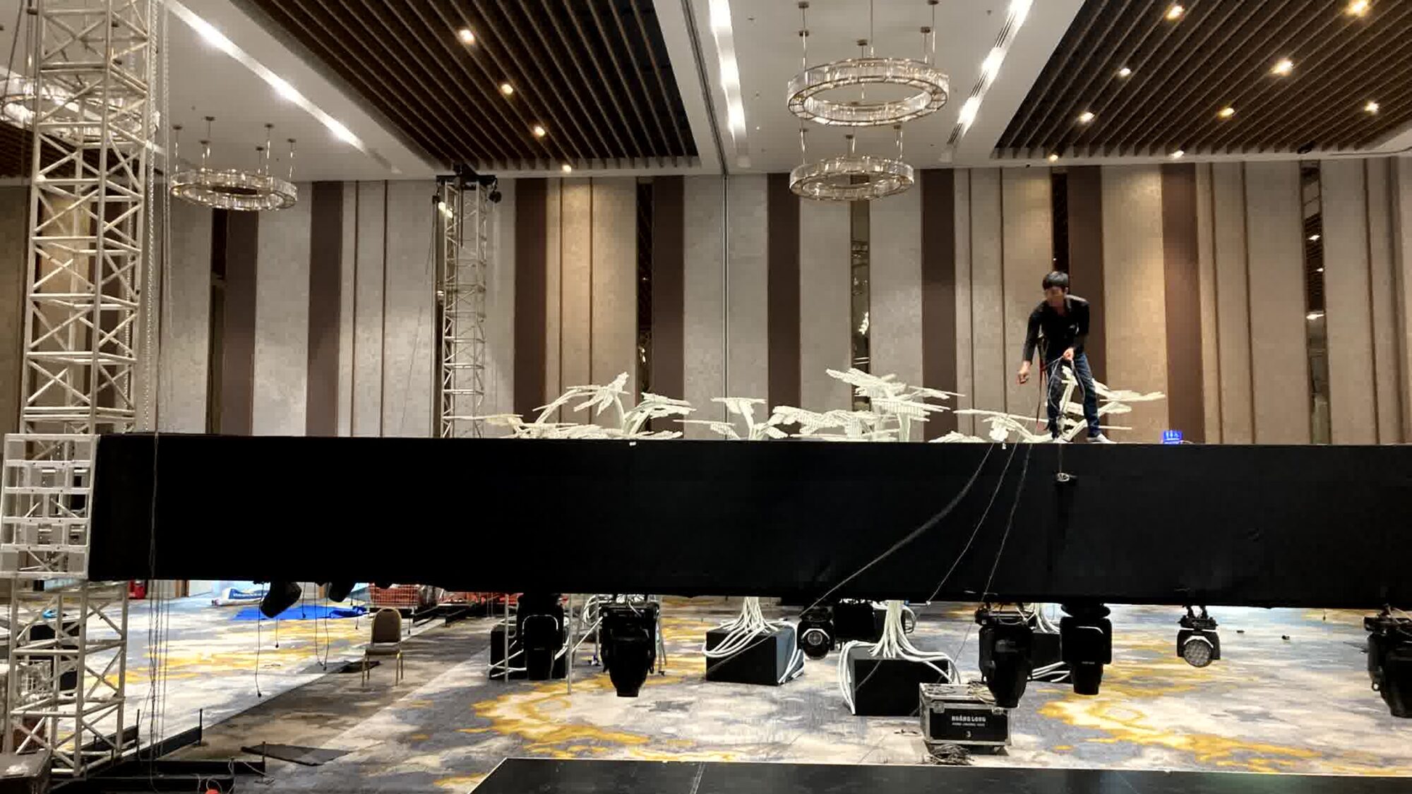 Set build in progress on a corporate event